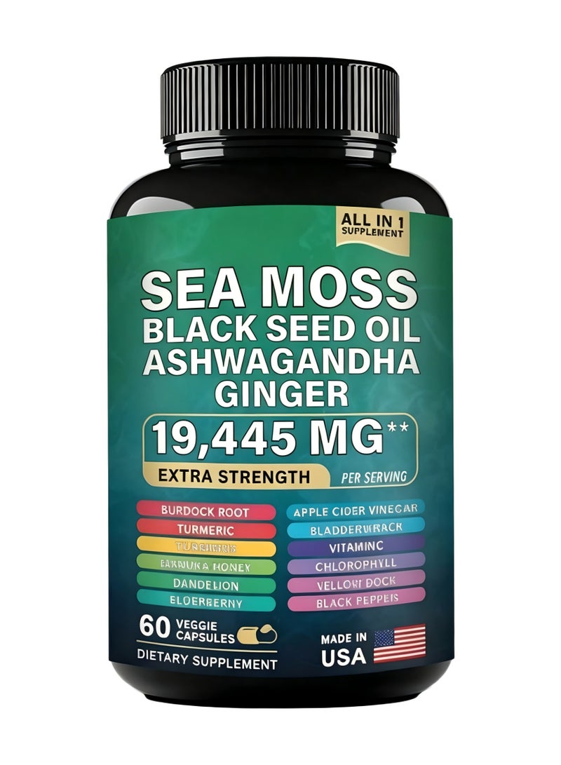 NexusTek Shilajit Sea Moss 16-in-1 Complete Super Supplement | 60 Vegetarian Capsules | Boosts Energy, Stamina, Immunity & Fights Inflammation | Extra Strength Formula with 12+ Active Ingredients | GMP Certified, 3rd-Party Lab Tested - Image 1