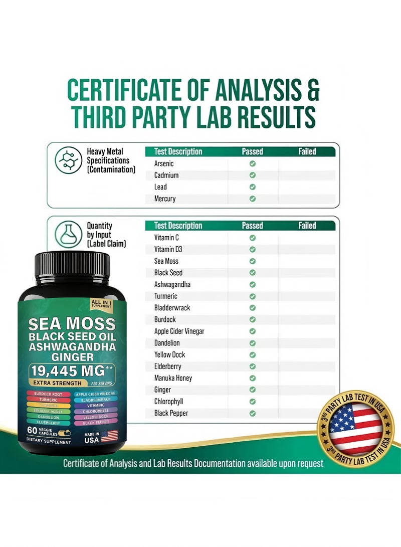 NexusTek Shilajit Sea Moss 16-in-1 Complete Super Supplement | 60 Vegetarian Capsules | Boosts Energy, Stamina, Immunity & Fights Inflammation | Extra Strength Formula with 12+ Active Ingredients | GMP Certified, 3rd-Party Lab Tested - Image 3