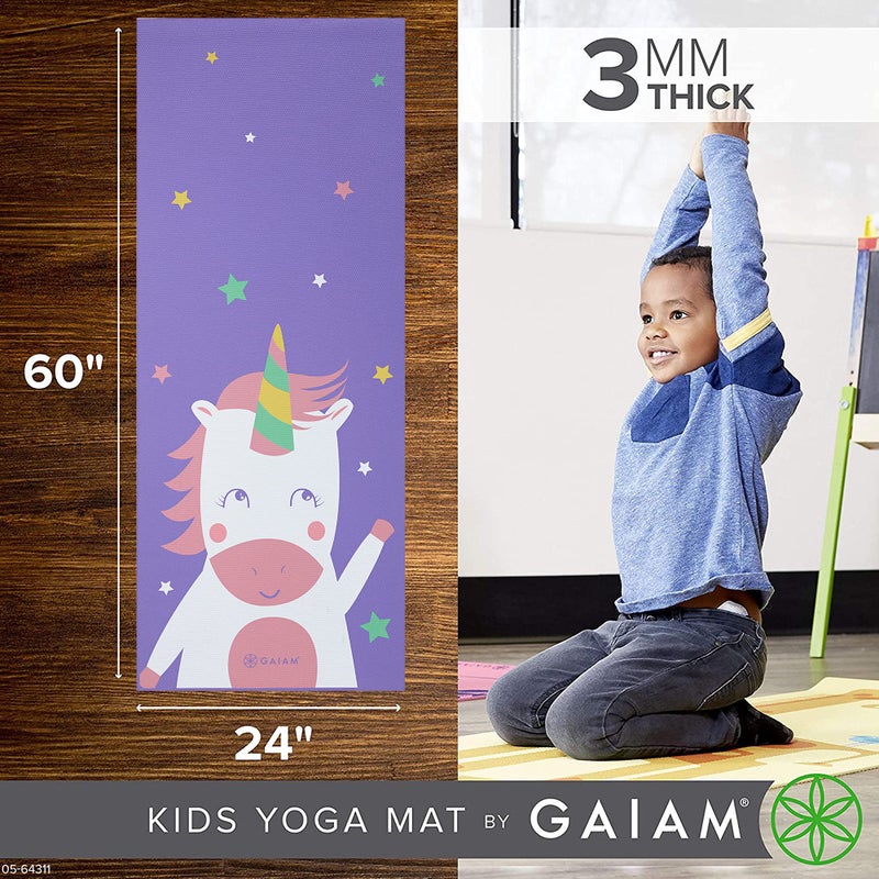 Gaiam Kids Yoga Mat Exercise Mat, Yoga for Kids with Fun Prints - Ideal for Babies, Active & Calm Toddlers and Young Children (60" L x 24" W x 3mm Thick) - Twinkle Toes - Image 3