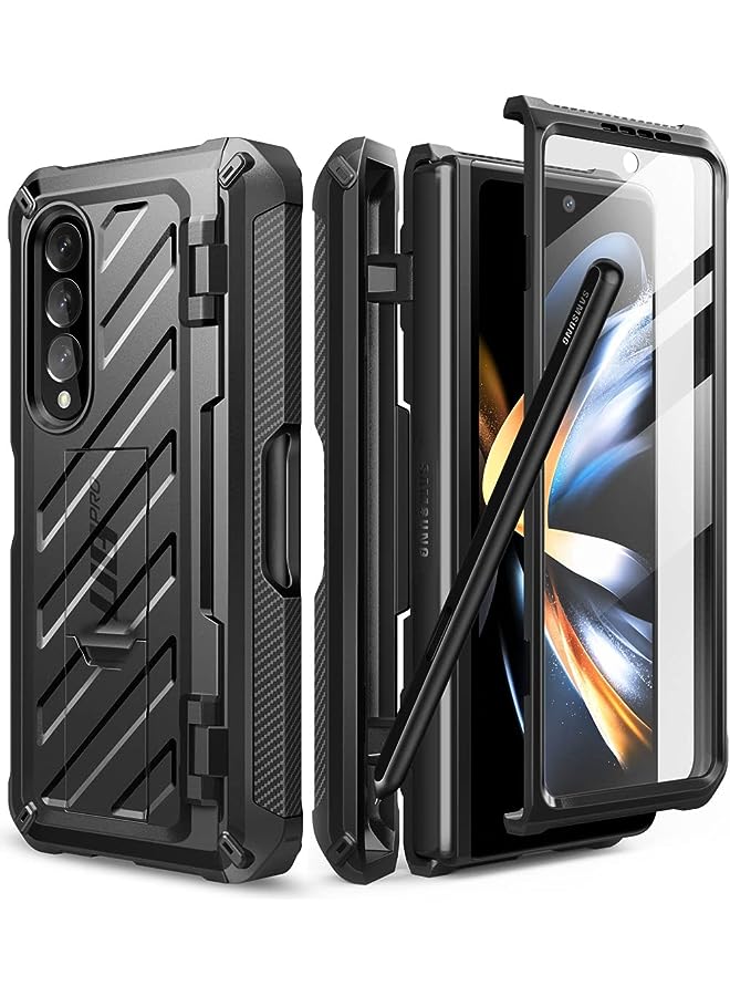 SupCase Unicorn Beetle Pro Case for Samsung Galaxy Z Fold 4 5G (2022), Full-Body Dual Layer Rugged Case with Built-in Screen Protector & Kickstand & S Pen Slot (Black)