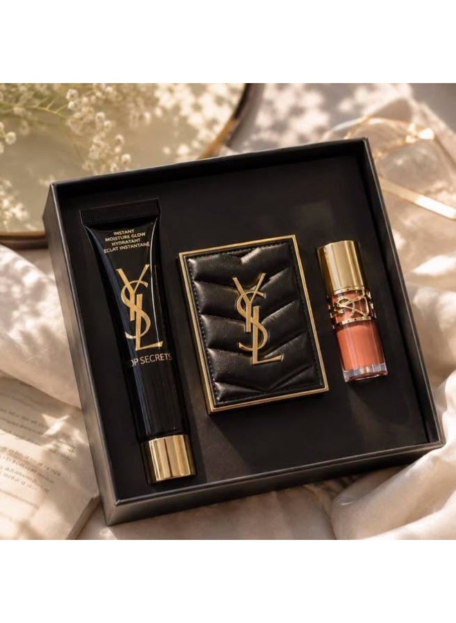 ایو سن لوران YSL Beauty Gift Set – Top Secrets Instant Moisture Glow + Mini LIPGLOSS + YSL EYESHADOW PALATTE | 3-Piece Set - Image 2