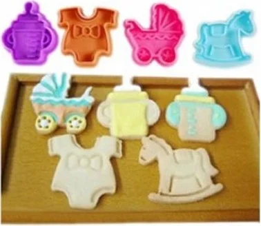 Hobs Baby Goods Cookie Mold with Push Injector 4 Pieces