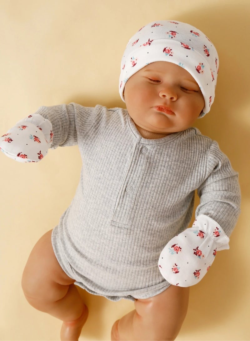 Kisunya 6-Piece Baby Girl Hat and Sock Set – Sweet Pink Rose Pattern, Includes 3 Soft & Comfortable Hats and 3 Pairs of Cozy Socks, Gentle on Newborn Skin, Windproof, Warm, and Fontanelle Protective, Ideal for Newborns and Infants, Perfect Gift Set - Image 4