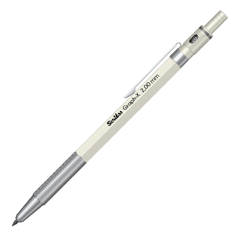 Scrikss 20mm Mechanical Clutch Lead Pen Pencil Ivory Brass Body Push Mechanism GraphX Series Mini Removable Sharpener - Image 1
