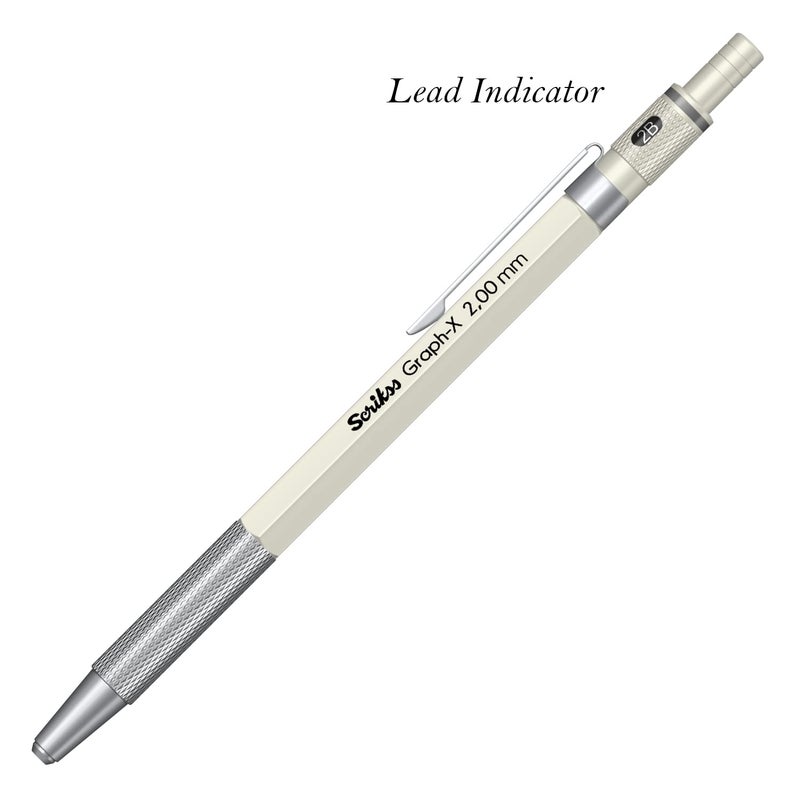 Scrikss 20mm Mechanical Clutch Lead Pen Pencil Ivory Brass Body Push Mechanism GraphX Series Mini Removable Sharpener - Image 5