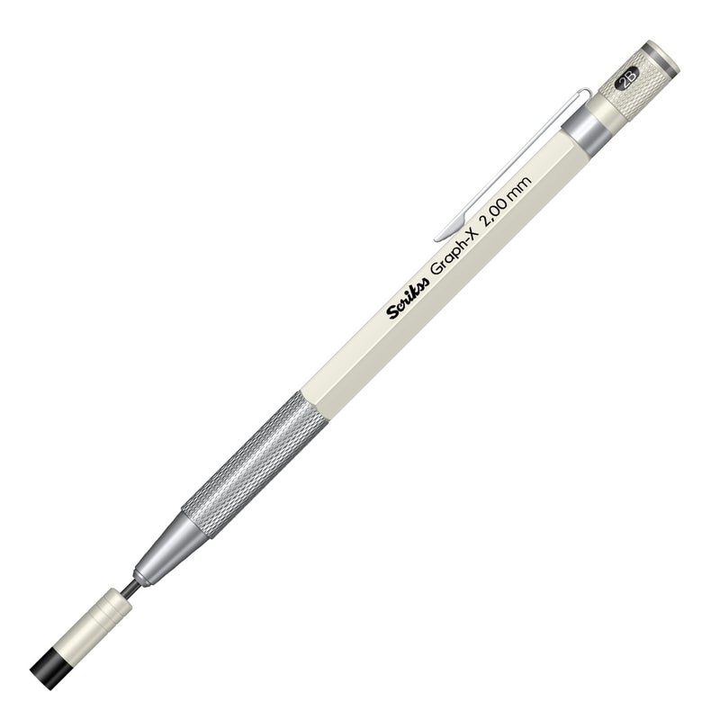 Scrikss 20mm Mechanical Clutch Lead Pen Pencil Ivory Brass Body Push Mechanism GraphX Series Mini Removable Sharpener - Image 4