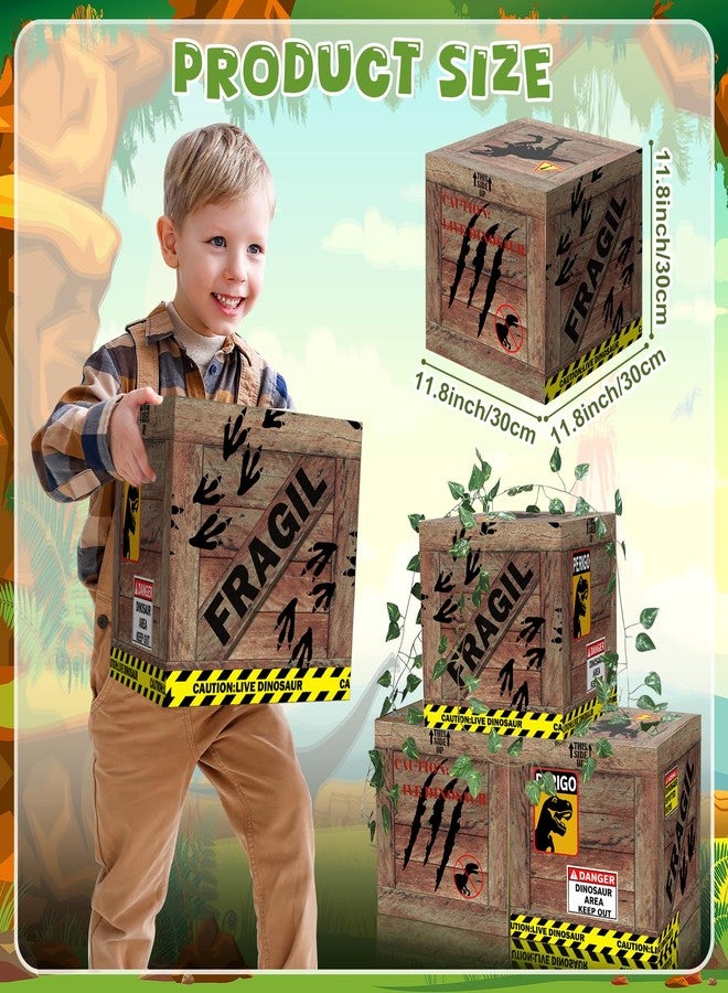 Jiytivity 6 Pcs Dinosaur Party Decorations 12 x 12 x 12 Inch Dinosaur Theme Boxes Dinosaurs Table Centerpieces Dinosaurs Boxes for Birthday Party Woodland Safari Baby Shower Decorations - Image 2
