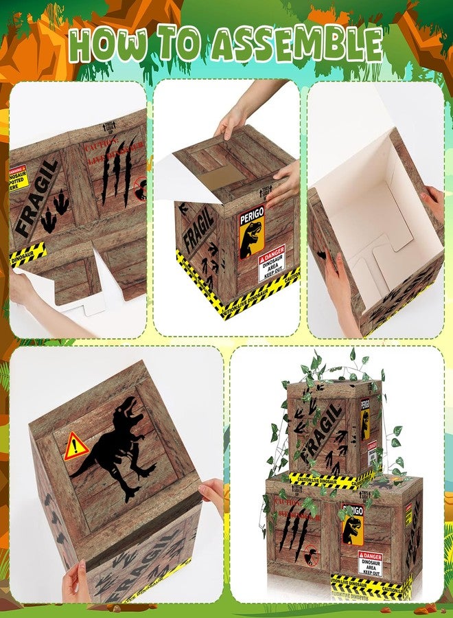 Jiytivity 6 Pcs Dinosaur Party Decorations 12 x 12 x 12 Inch Dinosaur Theme Boxes Dinosaurs Table Centerpieces Dinosaurs Boxes for Birthday Party Woodland Safari Baby Shower Decorations - Image 3