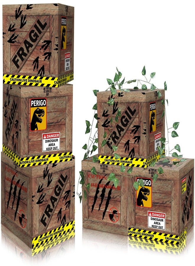Jiytivity 6 Pcs Dinosaur Party Decorations 12 x 12 x 12 Inch Dinosaur Theme Boxes Dinosaurs Table Centerpieces Dinosaurs Boxes for Birthday Party Woodland Safari Baby Shower Decorations - Image 1