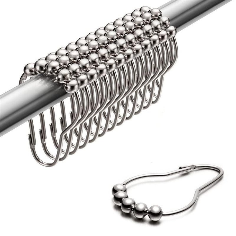 SHOPEE Curtain Rings Metal Curtain Hooks Curtain Rings Rust Proof Stainless Steel Shower Rings for Curtain Hooks for Curtain Bathroom Hangers Set of 12 - Image 1