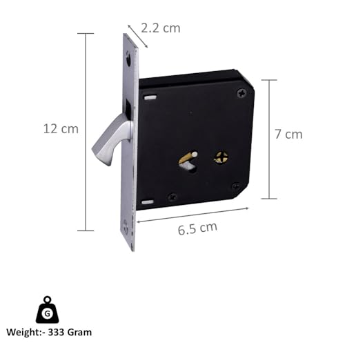RAB Sliding Locks MS (Iron) for Doors with Security Locking Mechanism and Safety Purpose (Code:- Lock C-024 Star Key, Keys:- 2 Star Keys) (Pack of:- 2 pcs Lock) - Image 2
