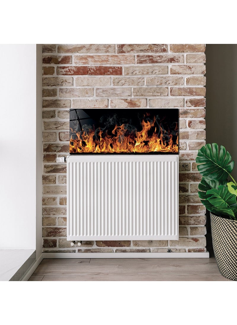DECORITA Honeycomb Glass Top | Fireplace Flame | 50cm x 120cm  - Image 1