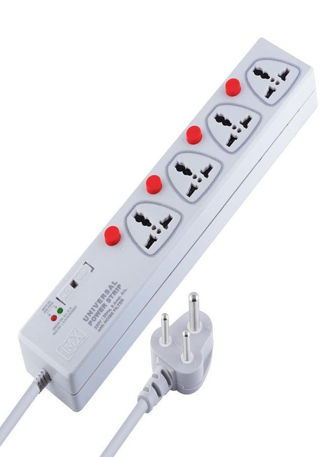 Mx Power Strip Extension Board - 5 m Cable, 4 Universal Sockets, 5 A Rating, Individual On/Off Switches, Surge & Fire Resistant, Home/Office Multi‑Plug Board - Image 1