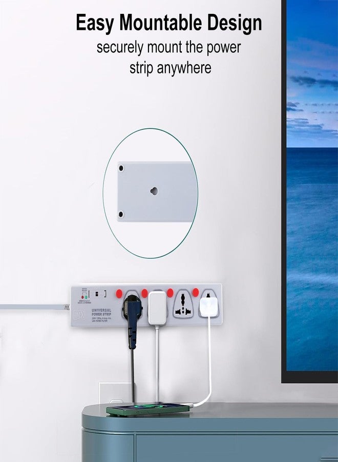 Mx Power Strip Extension Board - 5 m Cable, 4 Universal Sockets, 5 A Rating, Individual On/Off Switches, Surge & Fire Resistant, Home/Office Multi‑Plug Board - Image 3