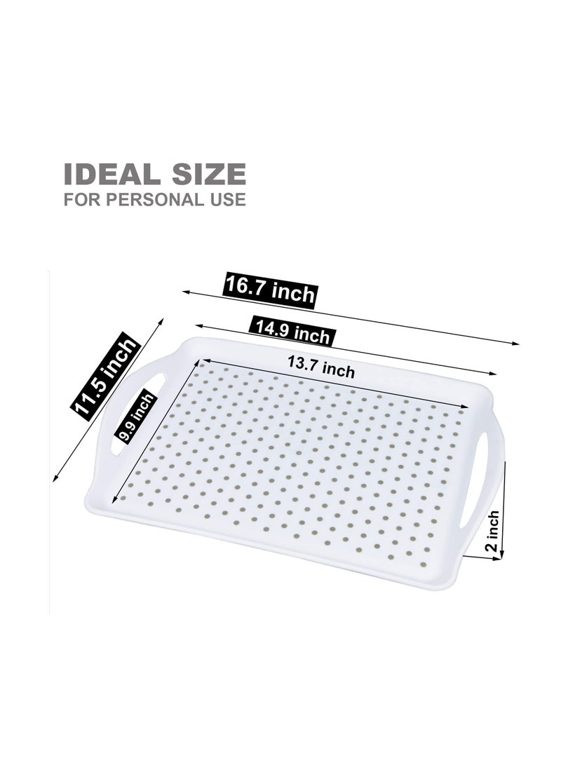 Excefore 2-Pack Non Slip Food Serving Trays - Rectangle Anti-Slip Dishwasher Safe Trays for Snacks, Fruits, Desserts, and Drinks, Small Drink Tray Breakfast Tray Bed Tray Food Tray Lap Trays for Eating - Image 5