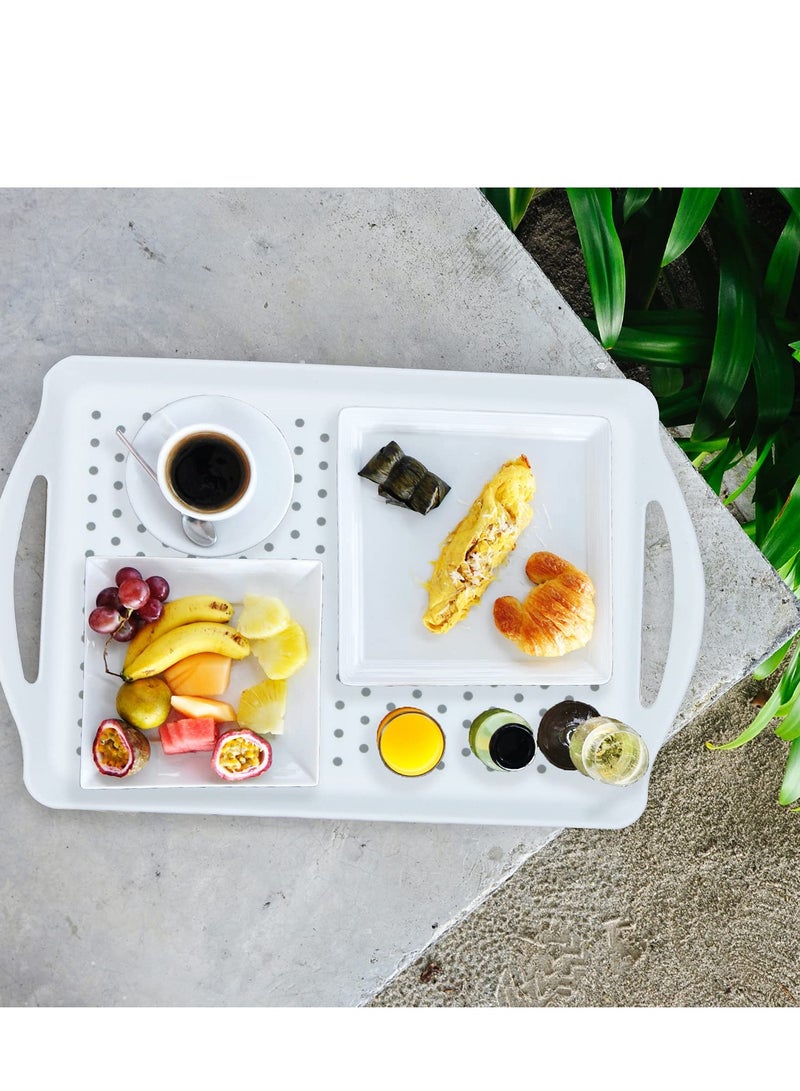 Excefore 2-Pack Non Slip Food Serving Trays - Rectangle Anti-Slip Dishwasher Safe Trays for Snacks, Fruits, Desserts, and Drinks, Small Drink Tray Breakfast Tray Bed Tray Food Tray Lap Trays for Eating - Image 3