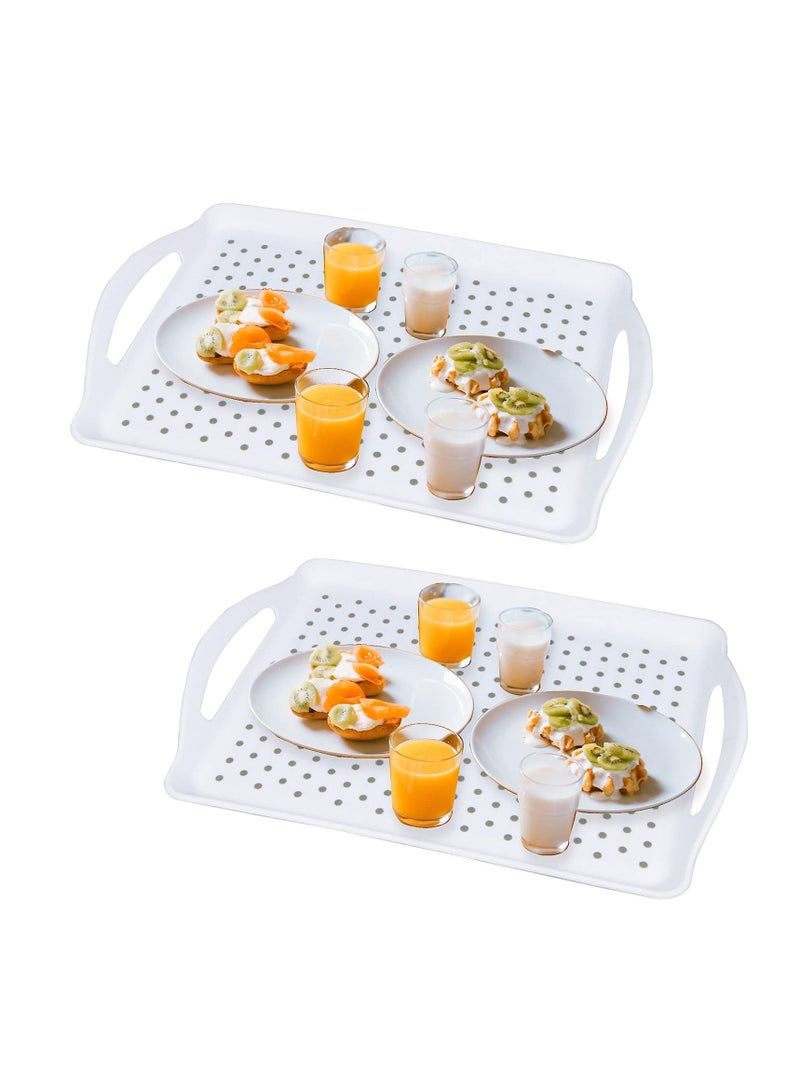 Excefore 2-Pack Non Slip Food Serving Trays - Rectangle Anti-Slip Dishwasher Safe Trays for Snacks, Fruits, Desserts, and Drinks, Small Drink Tray Breakfast Tray Bed Tray Food Tray Lap Trays for Eating - Image 1