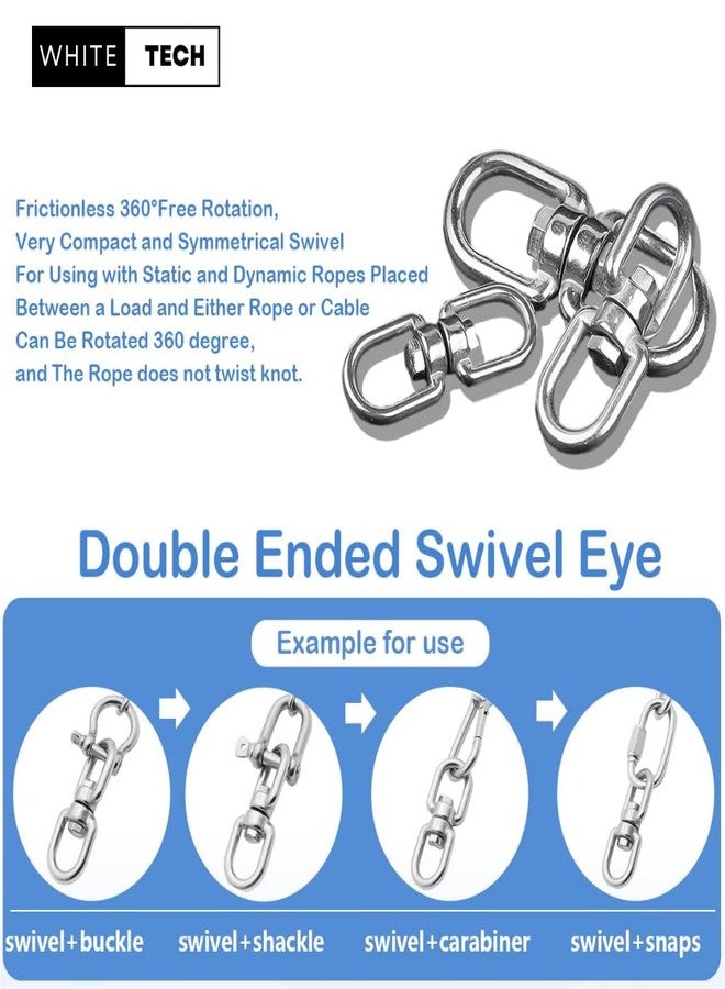 White Tech® M8 Swivel Ring Double Ended Swivel Eye Hook Heavy Duty 350kg Capacity 304 Stainless Steel 1Pack Swivel Hooks + 2Pack Snap Hook, for Hanging Chair, Hammock, Boxing Bag, Gym - Image 5