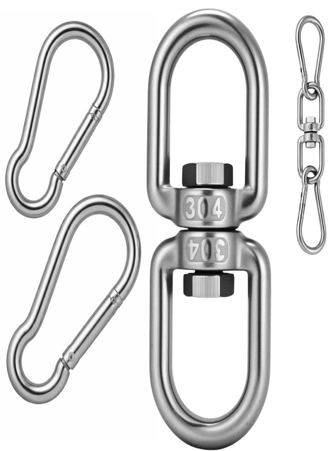 White Tech® M8 Swivel Ring Double Ended Swivel Eye Hook Heavy Duty 350kg Capacity 304 Stainless Steel 1Pack Swivel Hooks + 2Pack Snap Hook, for Hanging Chair, Hammock, Boxing Bag, Gym - Image 1