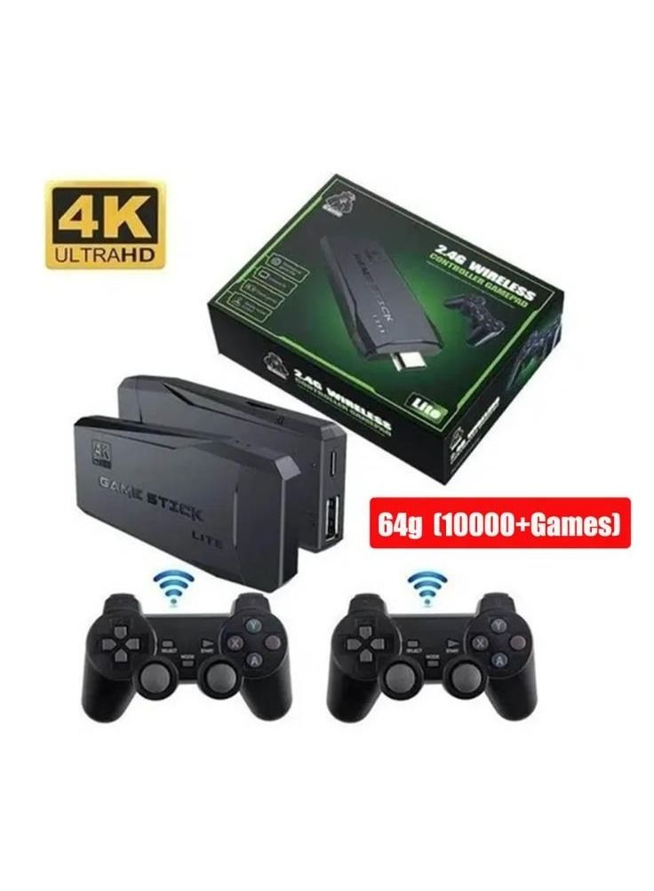 4K HD video game console, dual 2.4G wireless controllers, plug-and-play video game stick, built-in 10,000 games, retro handheld game console - Image 1