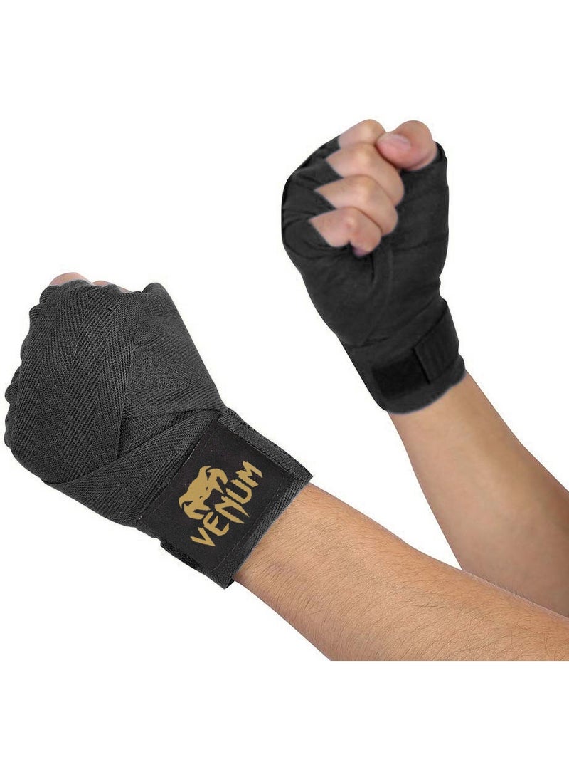 VENUM 4.5M VENUM Boxing Hand Wraps, Punching Bandage for Gloves, Wrist & Knuckle Support 2Pcs, Black - Image 2