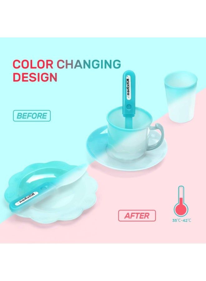 CUTE STONE Play Kitchen Sink Toys with Upgraded Real Faucet, Play Cooking Stove, Cookware Pot and Pan,Play Food, Color Changing Dishes Accessories for Boys Girls Toddlers - Image 5