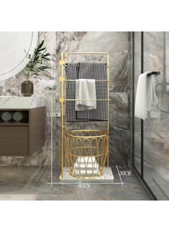 LIMOS Towel Rack with Basket for Dirty Clothes 3 Tier standing Blanket Rack for Bathroom and Bedroom  - Image 2