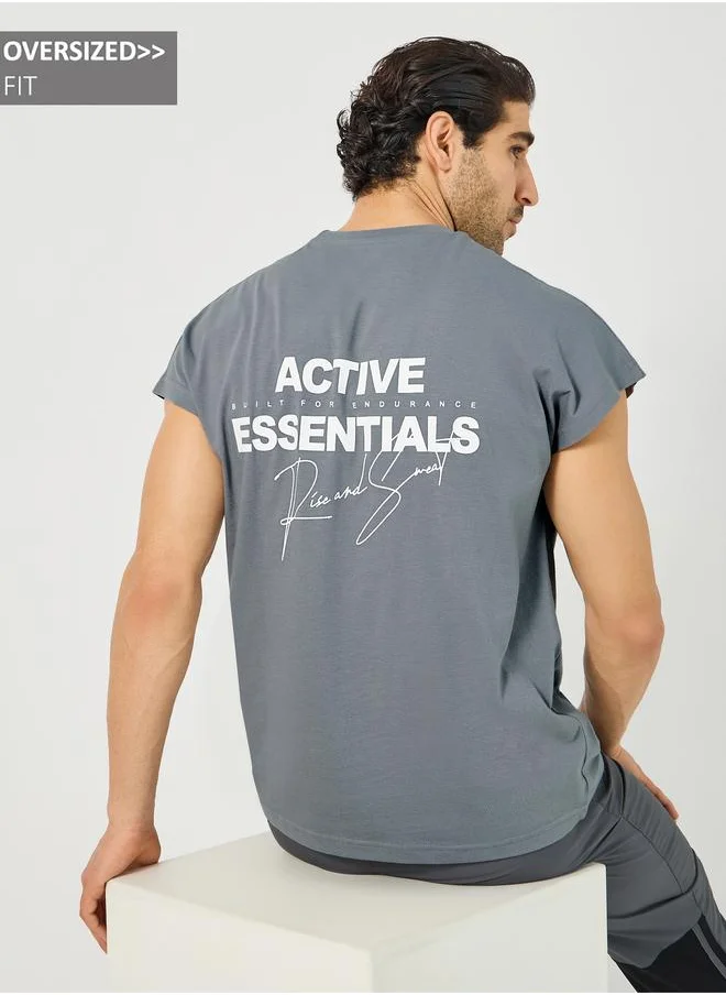 ستايلي Styli Slogan Print Oversized Training T-Shirt