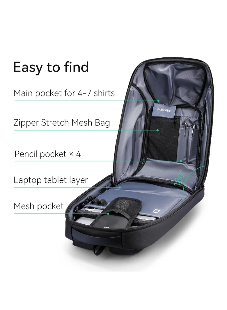 MARK RYDEN Mark Ryden 4313 Waterproof Backpack, USB Charging, EVA Hard Shell, 17inch Laptop, CoolTech Future Series**