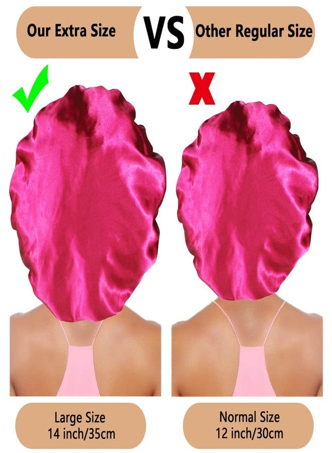 Heniho 3PCS Extra Large Satin Bonnets for Sleeping, Hair Bonnets for Black Women Braids Curly Hair, G - Image 3