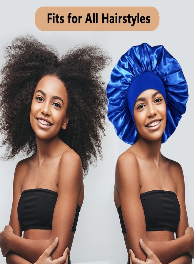 Heniho 3PCS Extra Large Satin Bonnets for Sleeping, Hair Bonnets for Black Women Braids Curly Hair, G - Image 4