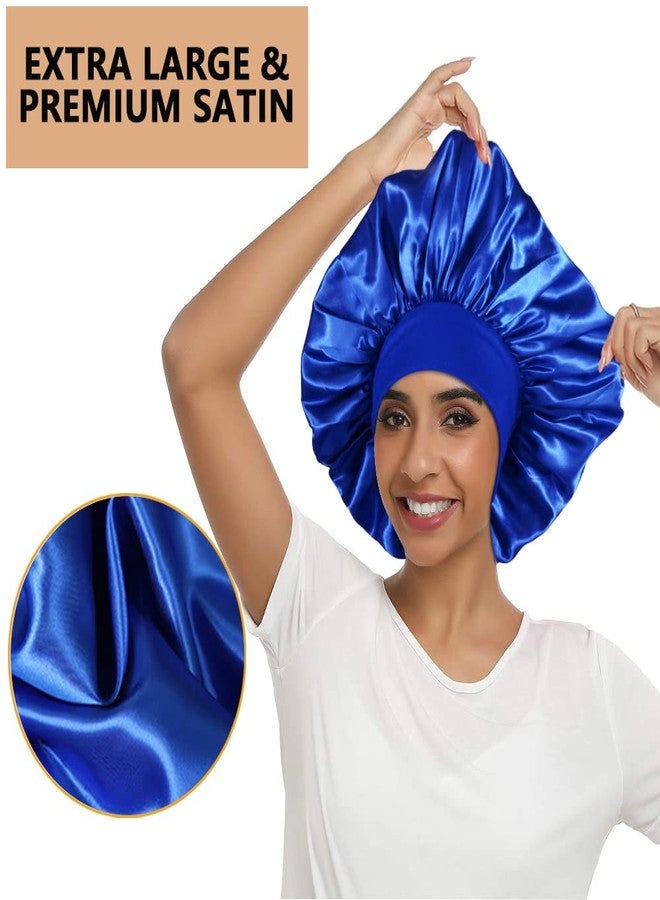 Heniho 3PCS Extra Large Satin Bonnets for Sleeping, Hair Bonnets for Black Women Braids Curly Hair, G - Image 2