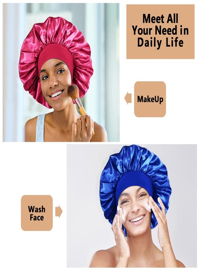 Heniho 3PCS Extra Large Satin Bonnets for Sleeping, Hair Bonnets for Black Women Braids Curly Hair, G - Image 5