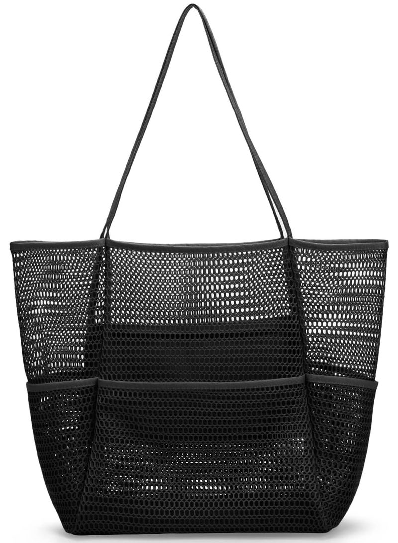 حقيبة حمل شبكية للشاطئ، حقيبة مقاومة للماء متعددة الجيوب قابلة للطي للسفر - Image 1