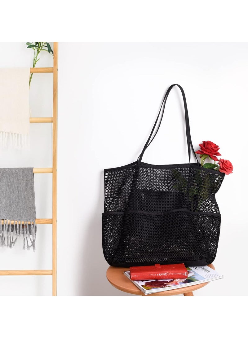 حقيبة حمل شبكية للشاطئ، حقيبة مقاومة للماء متعددة الجيوب قابلة للطي للسفر - Image 4