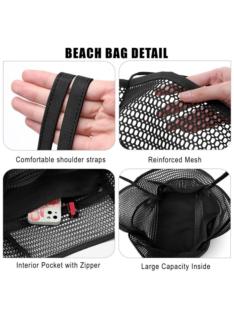 حقيبة حمل شبكية للشاطئ، حقيبة مقاومة للماء متعددة الجيوب قابلة للطي للسفر - Image 3