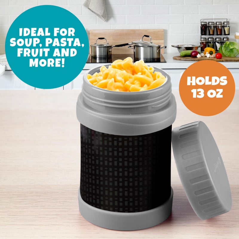 Bentology Stainless Steel Insulated Lunch 13 oz Jar for Kids â€“Large Leak-Proof Storage Container for Hot & Cold Food, Soups, Liquids - BPA Free - Fits Most Lunch Boxes and Bags - Black - Image 4