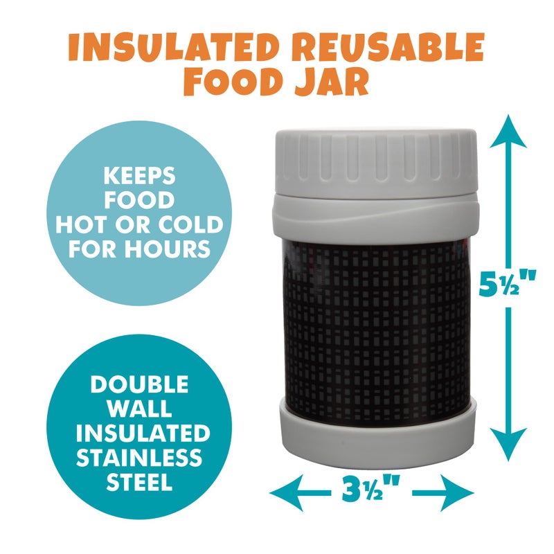 Bentology Stainless Steel Insulated Lunch 13 oz Jar for Kids â€“Large Leak-Proof Storage Container for Hot & Cold Food, Soups, Liquids - BPA Free - Fits Most Lunch Boxes and Bags - Black - Image 3