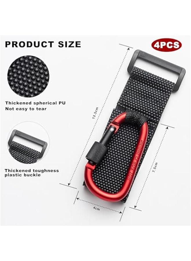 4 Pack UTV Hooks for Hanging Headsets, Helmet and Goggles,Multipurpose D Clips Clasp Hanger Heavy Duty Strap Lock, Handlebar Hook for E-Bike Scooters Bicycle Stroller (2 Black and 2 Red) - Image 2