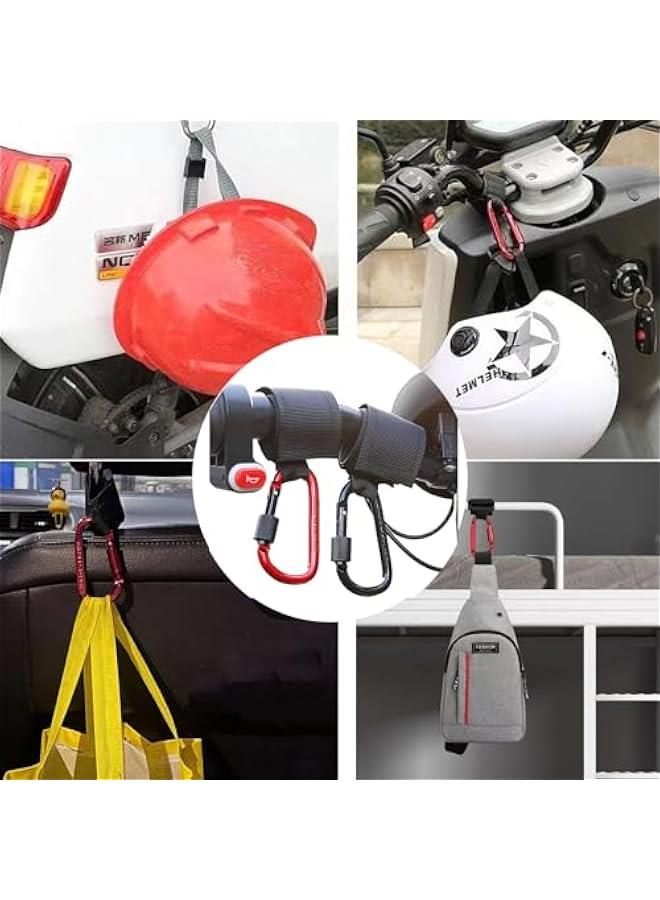 4 Pack UTV Hooks for Hanging Headsets, Helmet and Goggles,Multipurpose D Clips Clasp Hanger Heavy Duty Strap Lock, Handlebar Hook for E-Bike Scooters Bicycle Stroller (2 Black and 2 Red) - Image 4