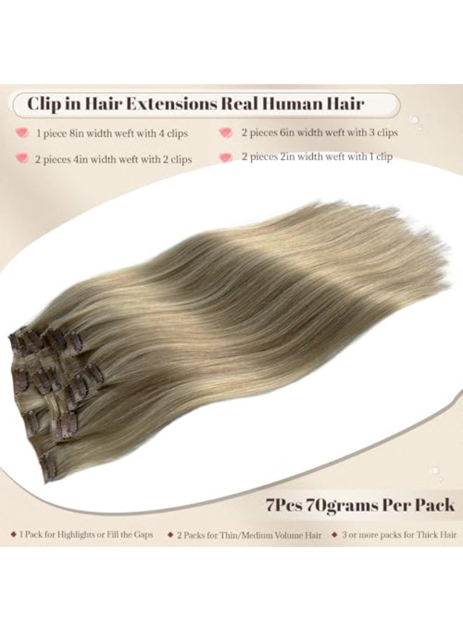 Licoville Hair Extensions Clip ins Remy Human Hair Beige Blonde with Bleach Blonde Clip in Human Hair Extensions for Women 70grams18613 15 - Image 4
