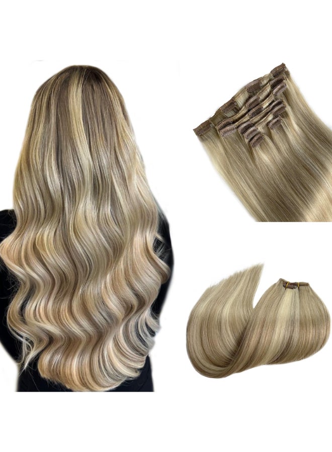 Licoville Hair Extensions Clip ins Remy Human Hair Beige Blonde with Bleach Blonde Clip in Human Hair Extensions for Women 70grams18613 15 - Image 3