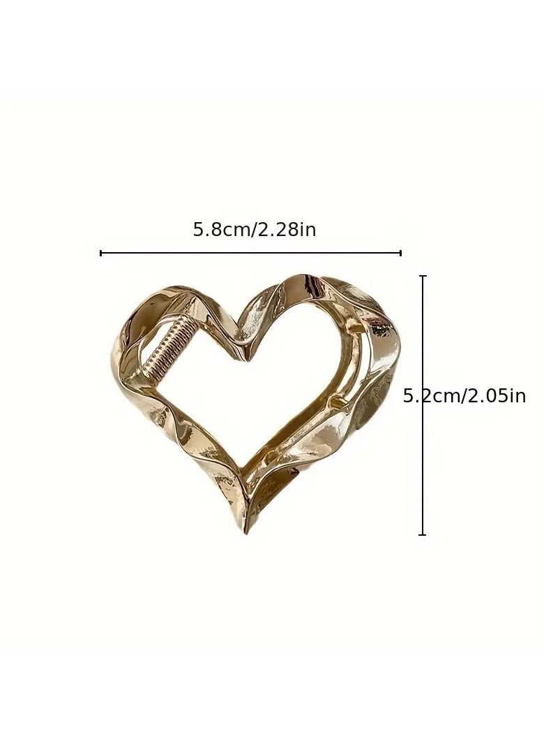 Goolsky 2pcs, Elegant Vintage Premium Versatile Claw Clips, Textured Hollow Love Heart Design Hair Claw, Women Girls Casual Party Outdoor Decors, Gift Photo Props  - Image 4