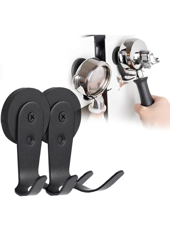 S-TOP Lagging Hook, Anti-Pressure Holder Bracket, Strong Magnetic, Suitable for Coffee Maker Suspension, Double Hook, (Black)*2 - Image 1