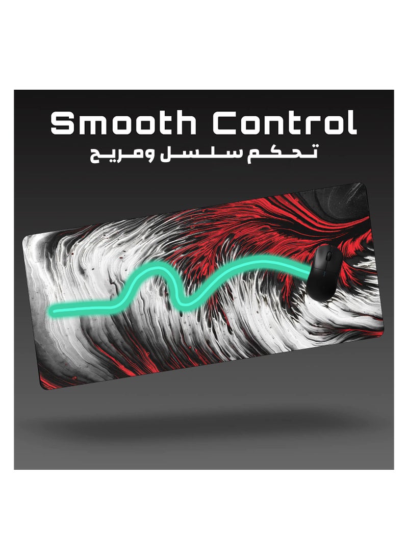 YASA GAME - Extended Large Gaming Mouse Pad 120 X 60 cm XXL Full Desk Art style  Mousepad NonSlip Rubber Base Big Keyboard Mat with Stitched Edges water resist for Gaming from Yasa ( Ripple Red ) - Image 1