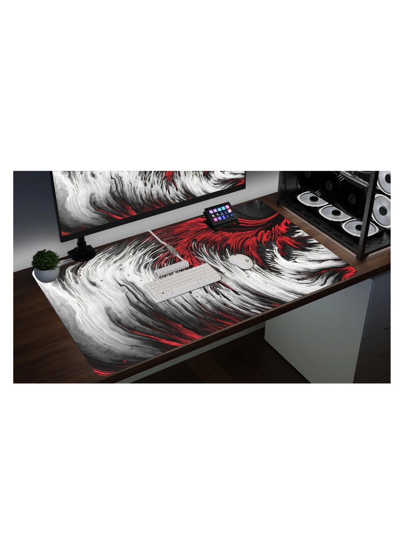 YASA GAME - Extended Large Gaming Mouse Pad 120 X 60 cm XXL Full Desk Art style  Mousepad NonSlip Rubber Base Big Keyboard Mat with Stitched Edges water resist for Gaming from Yasa ( Ripple Red ) - Image 1