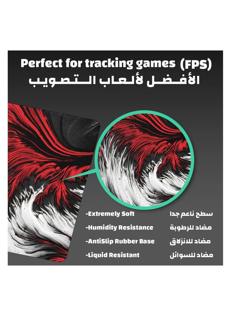 YASA GAME - Extended Large Gaming Mouse Pad 120 X 60 cm XXL Full Desk Art style  Mousepad NonSlip Rubber Base Big Keyboard Mat with Stitched Edges water resist for Gaming from Yasa ( Ripple Red ) - Image 1