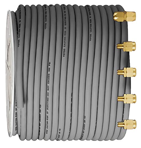 YOTOO Hybrid Air Hose 3/8-Inch by 250-Feet 300 PSI Heavy Duty, Lightweight, Kink Resistant, All-Weather Flexibility with 5pcs Solid Brass Repair Fittings, Gray - Image 2