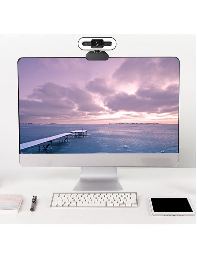 AROAQ 2K Webcam with Light, HD Auto Light Correction Web Cam with Adjustable FOV, HDR-Enabled Gaming Webcam with Ring Light for Teams, Zoom, Pc/laptop/mac/desktop, (2K) - Image 2