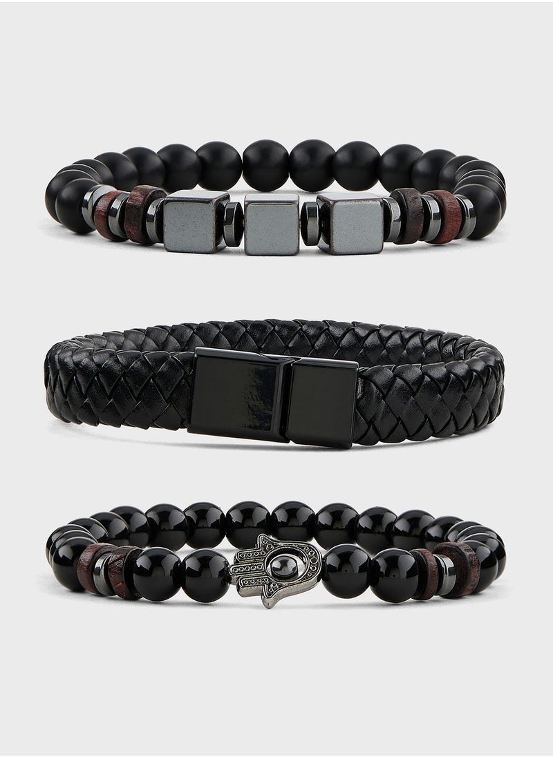 Seventy Five 3 Pack Plaited Hamsa Bracelet Set  - Image 1